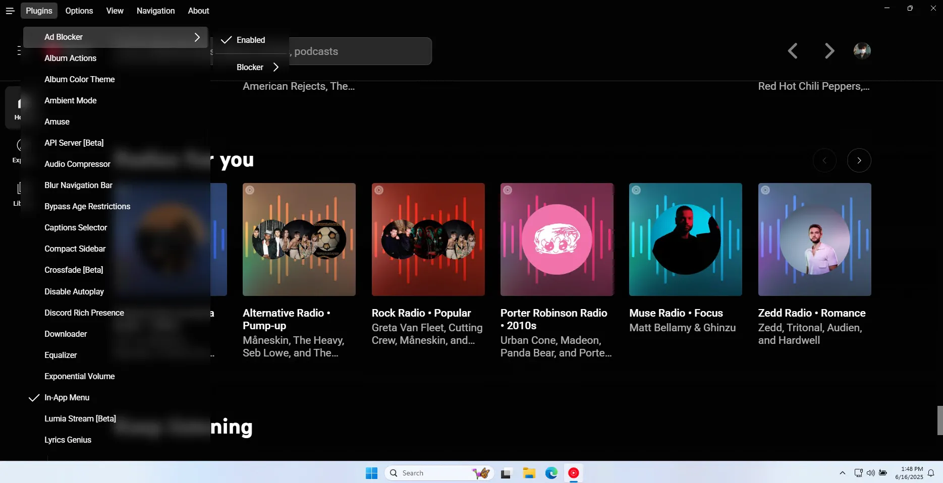 Giao diện tùy biến Custom YouTube Music Desktop