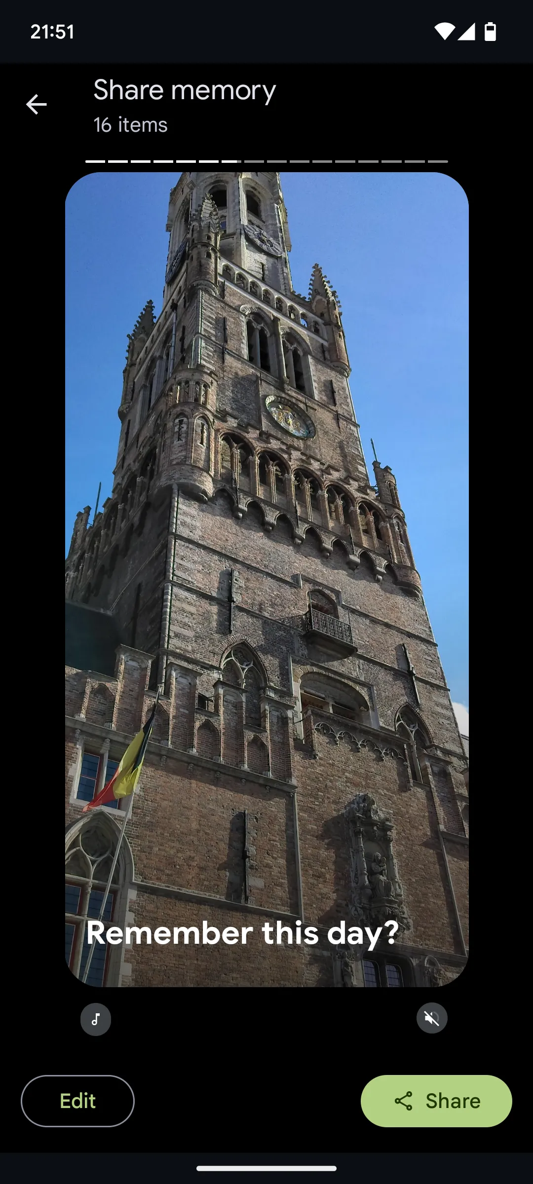 Giao diện tùy chọn chia sẻ kỷ niệm Google Photos dưới dạng tệp video