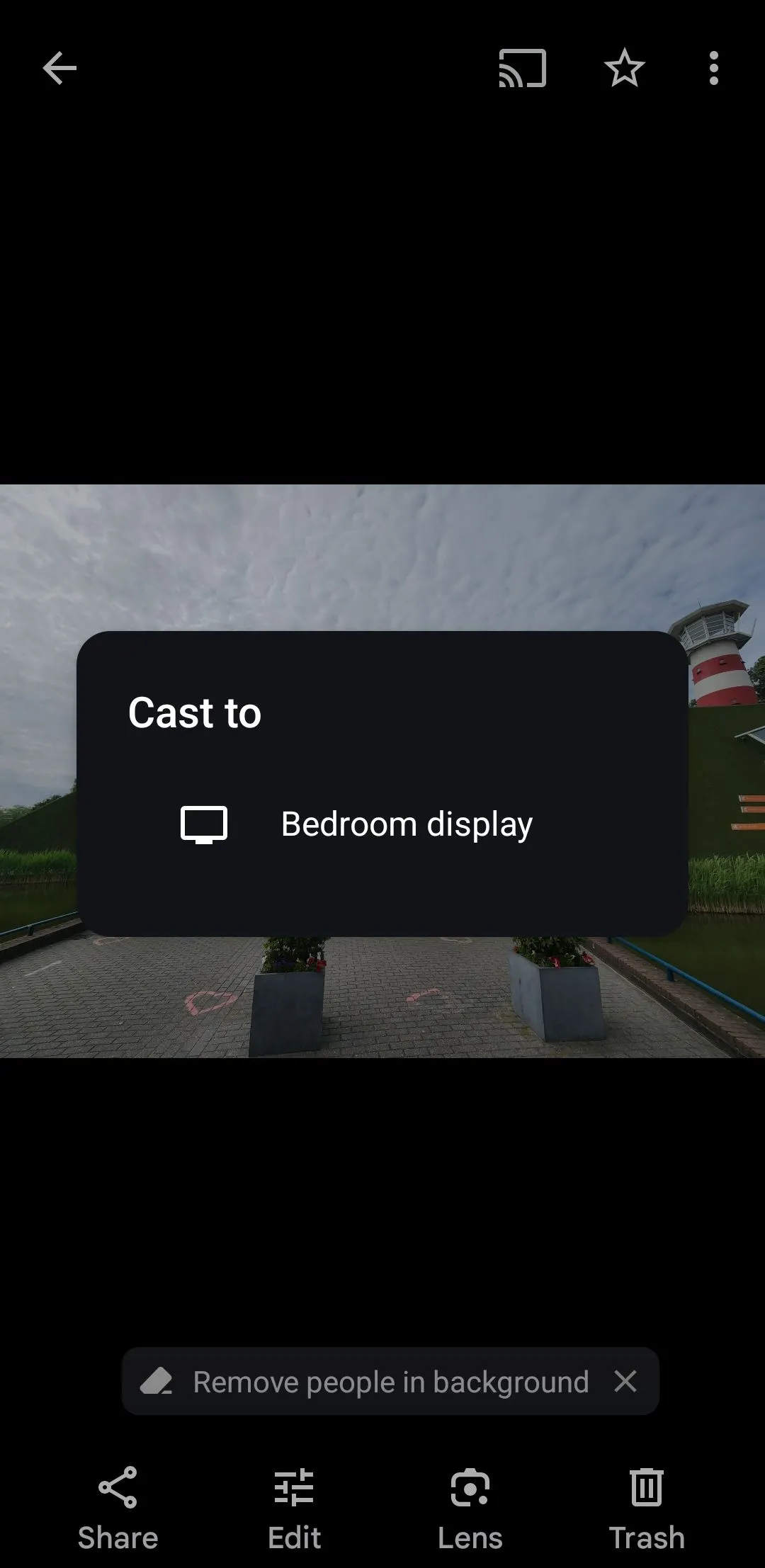 Giao diện tùy chọn truyền ảnh (Cast) trong ứng dụng Google Photos