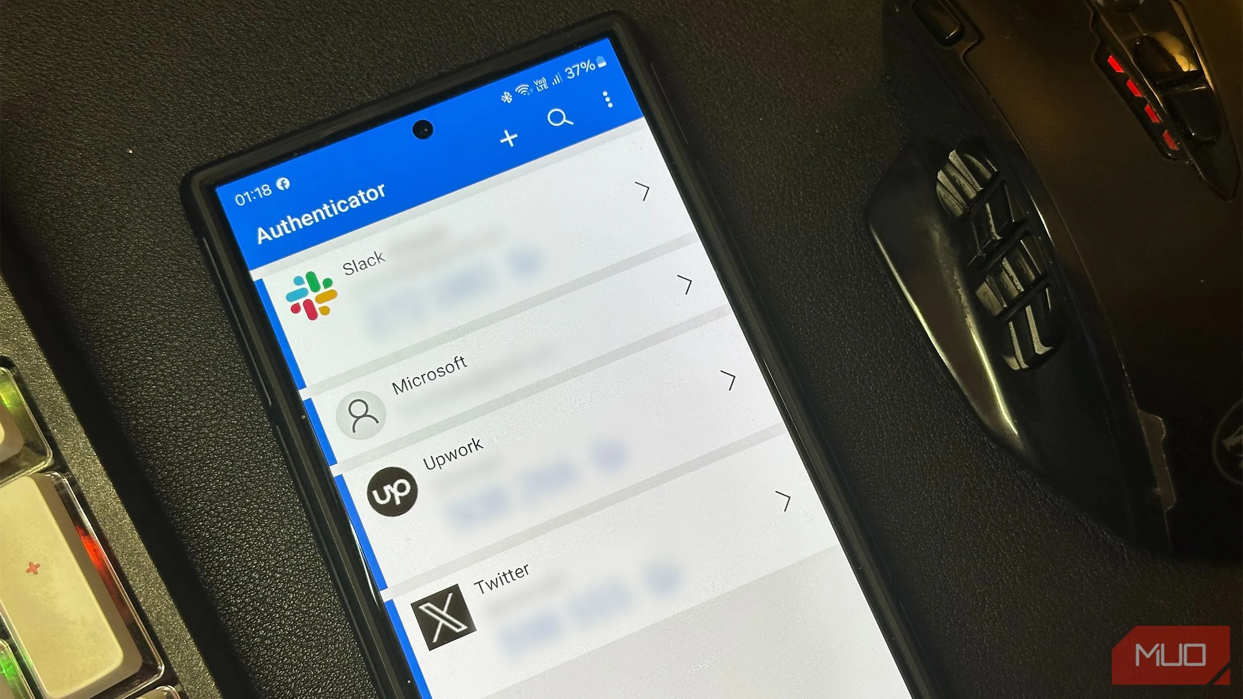 Giao diện ứng dụng Microsoft Authenticator trên Samsung Galaxy S24 Ultra