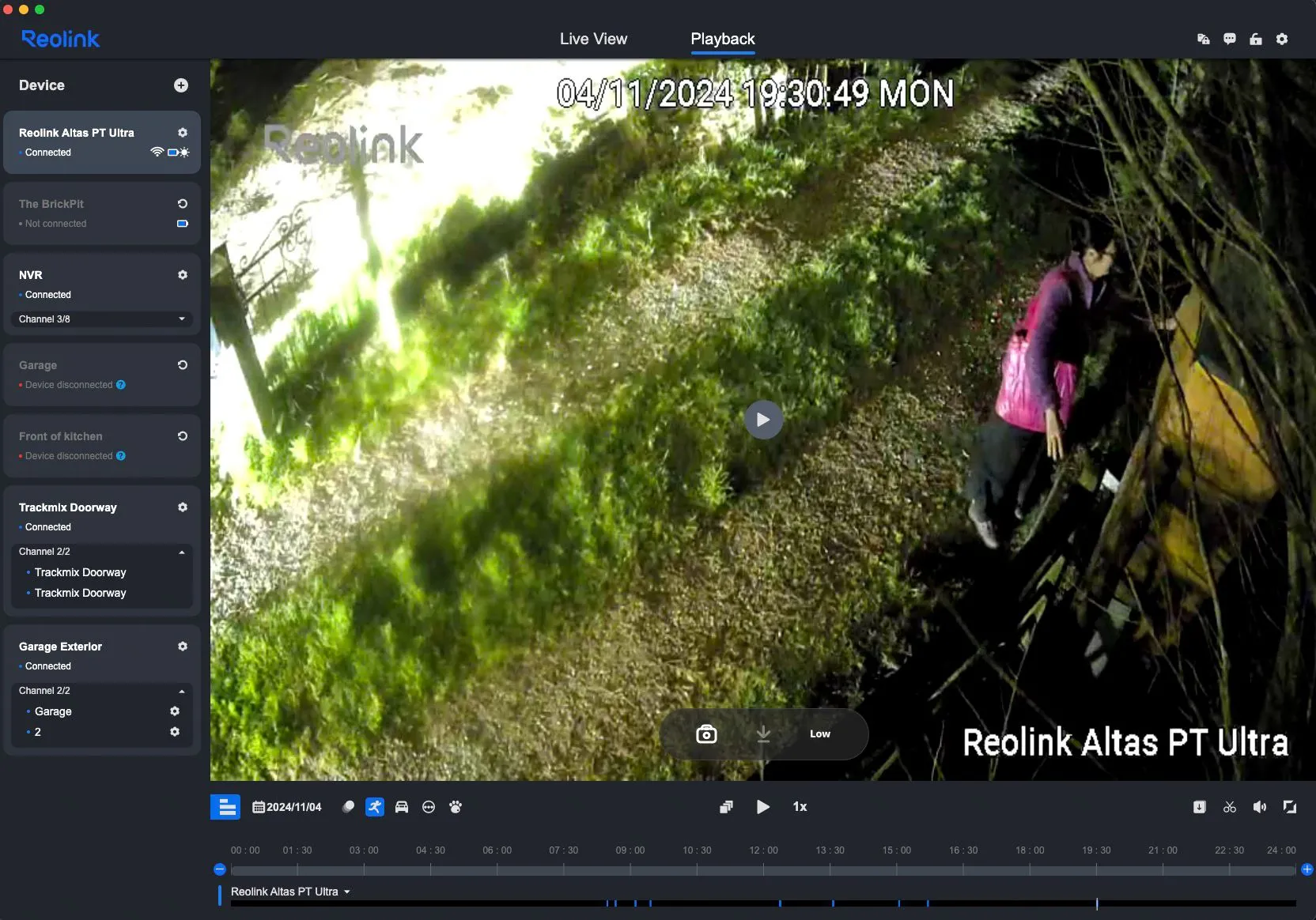 Giao diện ứng dụng Reolink trên máy tính để bàn hiển thị tính năng phát lại video, giúp quản lý và xem lại dễ dàng hơn.