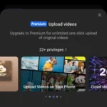 Giao diện ứng dụng TeraBox trên di động hiển thị thông báo hoặc lựa chọn tải video bị vô hiệu hóa cho tài khoản miễn phí, minh họa giới hạn tải lên video.