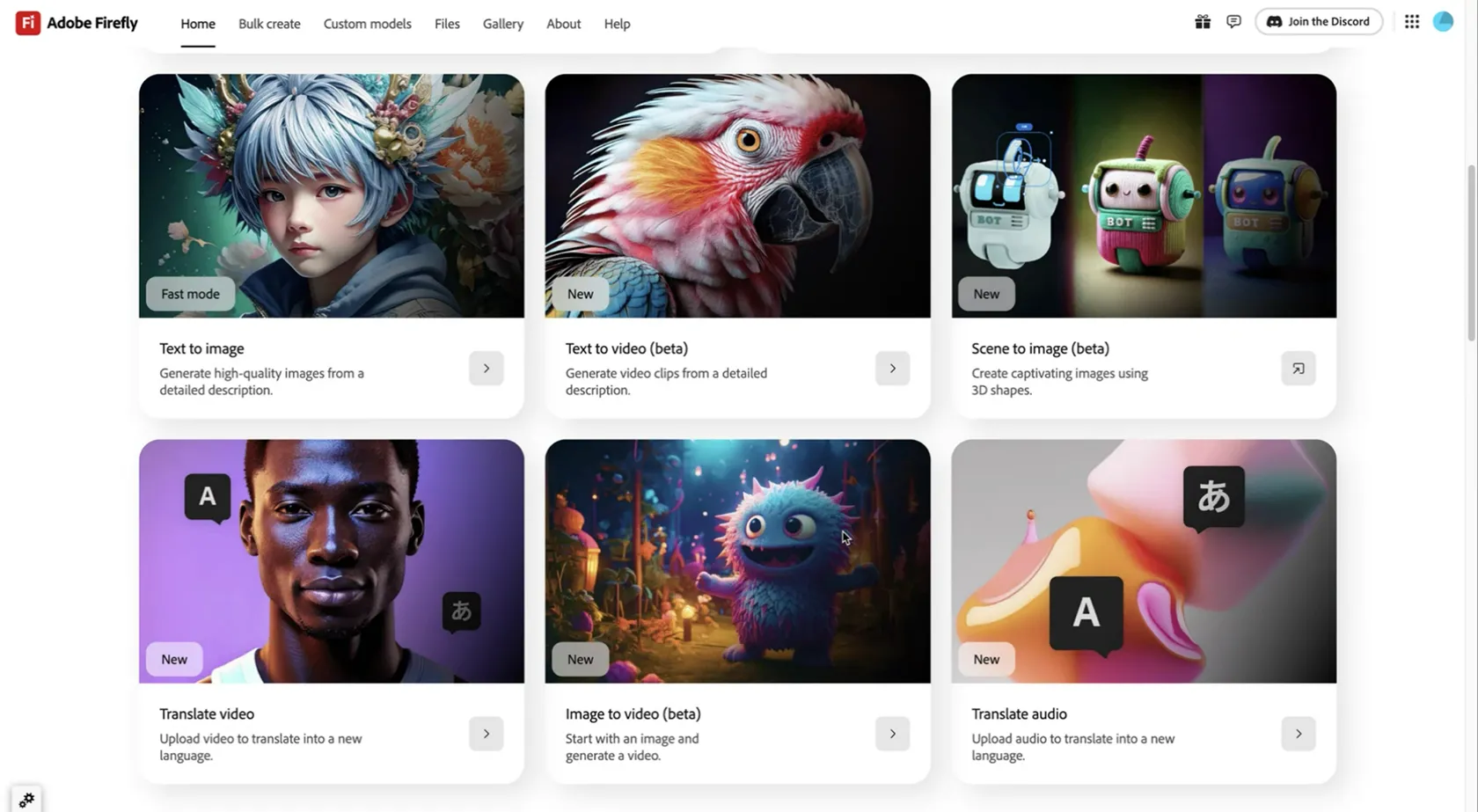Giao diện ứng dụng web Adobe Firefly mới với các tính năng AI