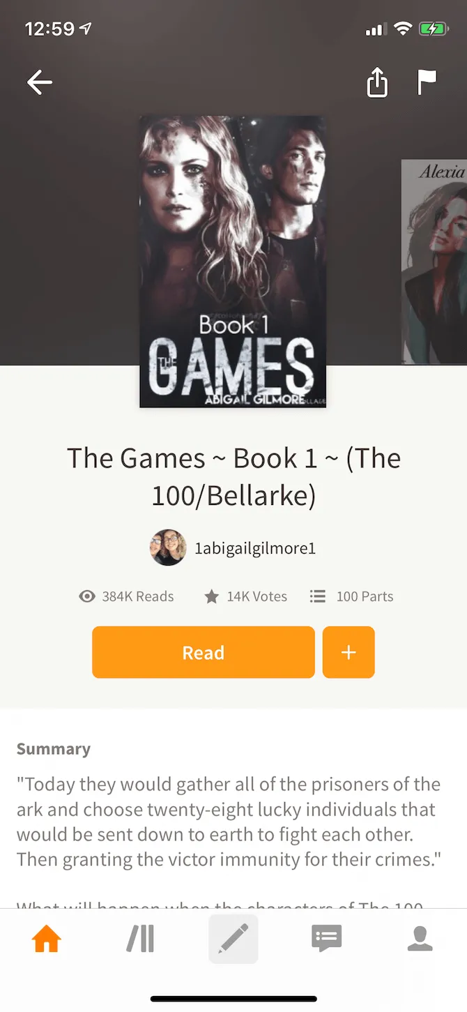 Giao diện Wattpad trên iPhone hiển thị danh sách truyện và mục khám phá