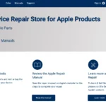 Giao diện website Self-Service Repair của Apple hiển thị các tùy chọn sửa chữa thiết bị.