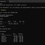 Giao diện Windows PowerShell Terminal hiển thị danh sách các phân vùng ổ đĩa