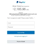 Giao diện yêu cầu tiền lừa đảo PayPal, minh họa chiêu trò liên kết tài khoản
