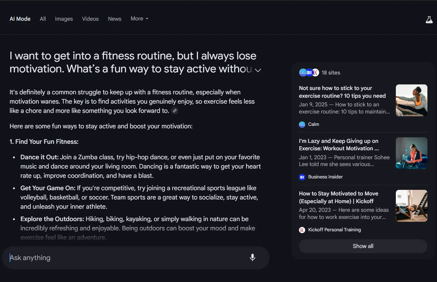 Google AI Mode đưa ra lời khuyên cá nhân mang tính xây dựng và cân nhắc