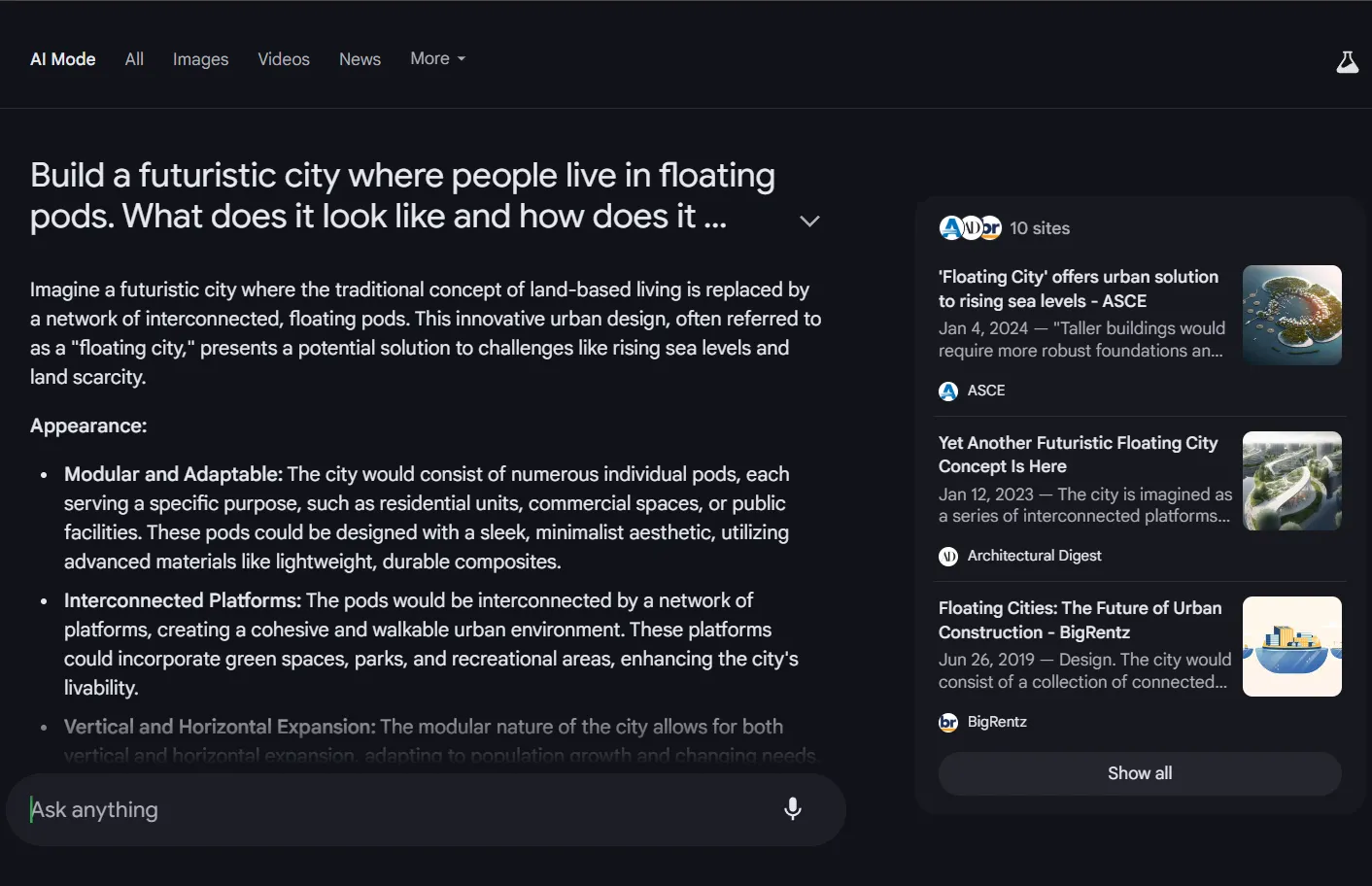 Google AI Mode phản hồi các yêu cầu sáng tạo theo định dạng cứng nhắc hơn