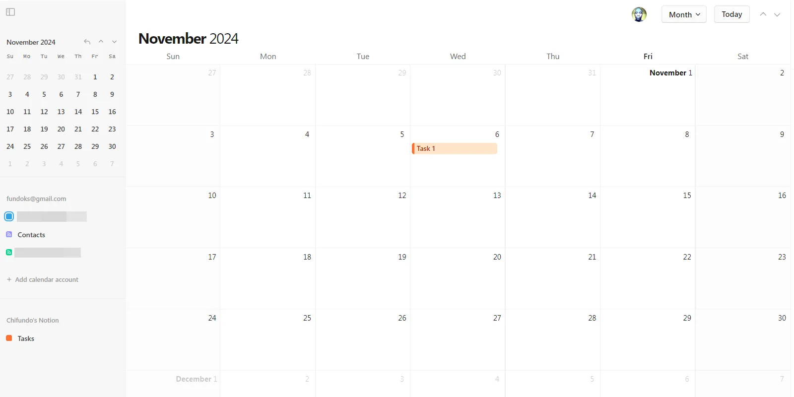 Hiển thị các tác vụ và sự kiện trong lịch Notion Calendar
