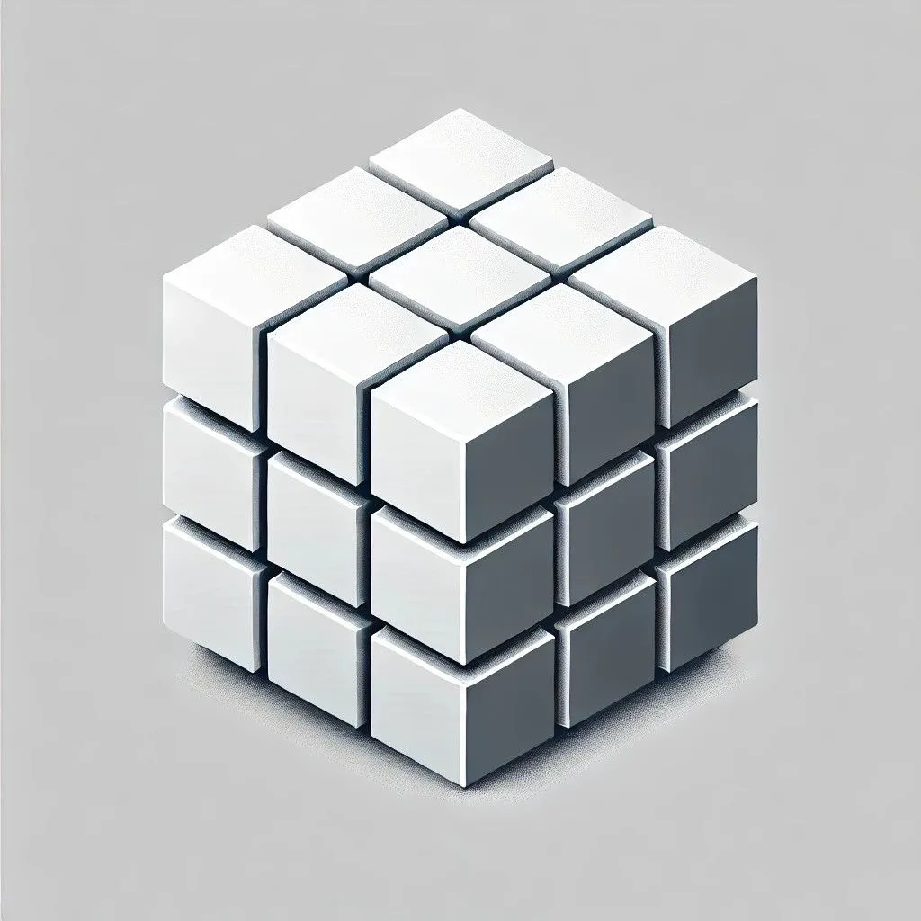 Hình ảnh AI tạo ra một khối Rubik trên nền trắng, với các ô vuông màu sắc đặc trưng