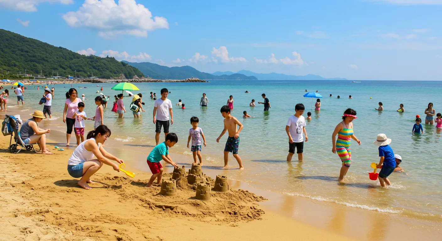 Hình ảnh AI về đám đông trên bãi biển, người ở hậu cảnh bị mờ, méo mó và lặp lại