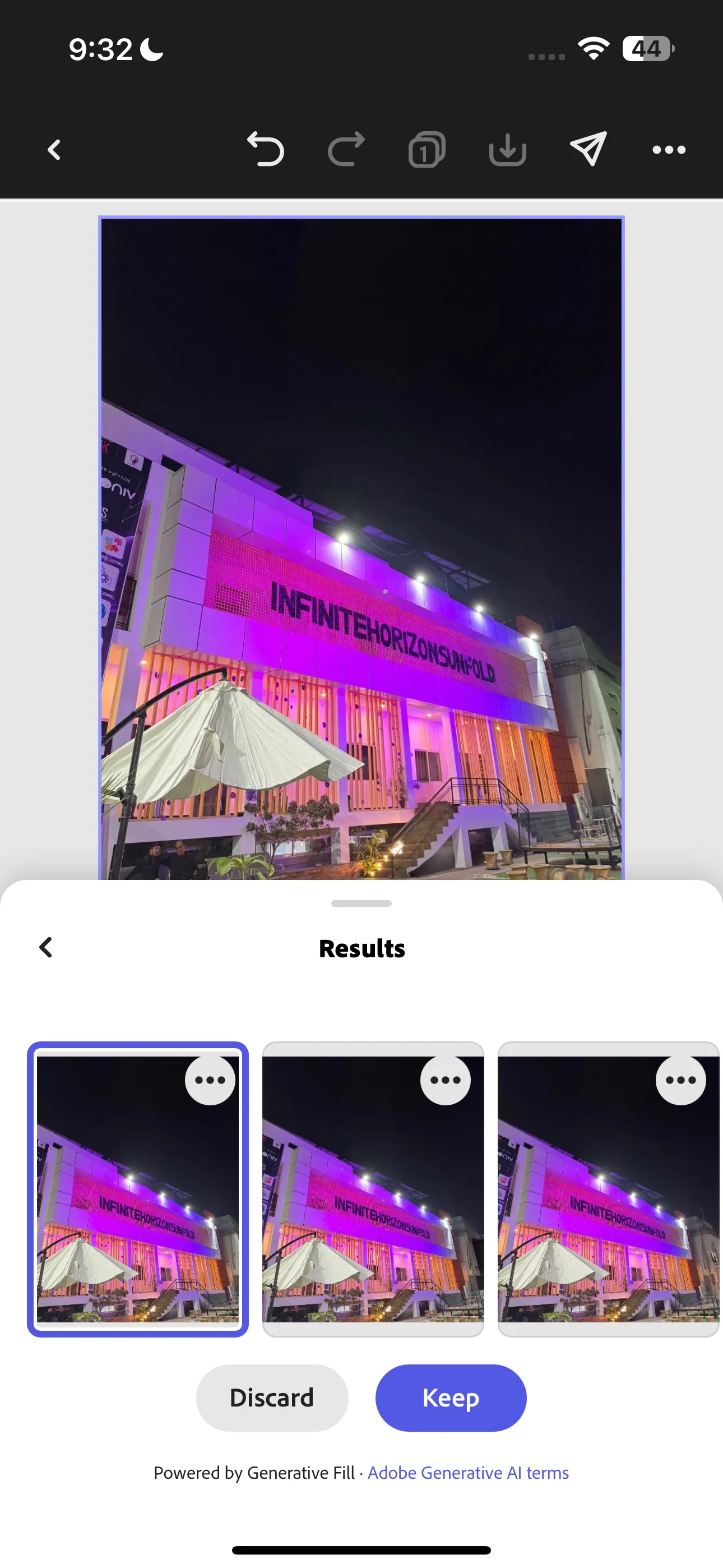 Hình ảnh cuối cùng sau khi xóa cột đèn bằng Adobe Express