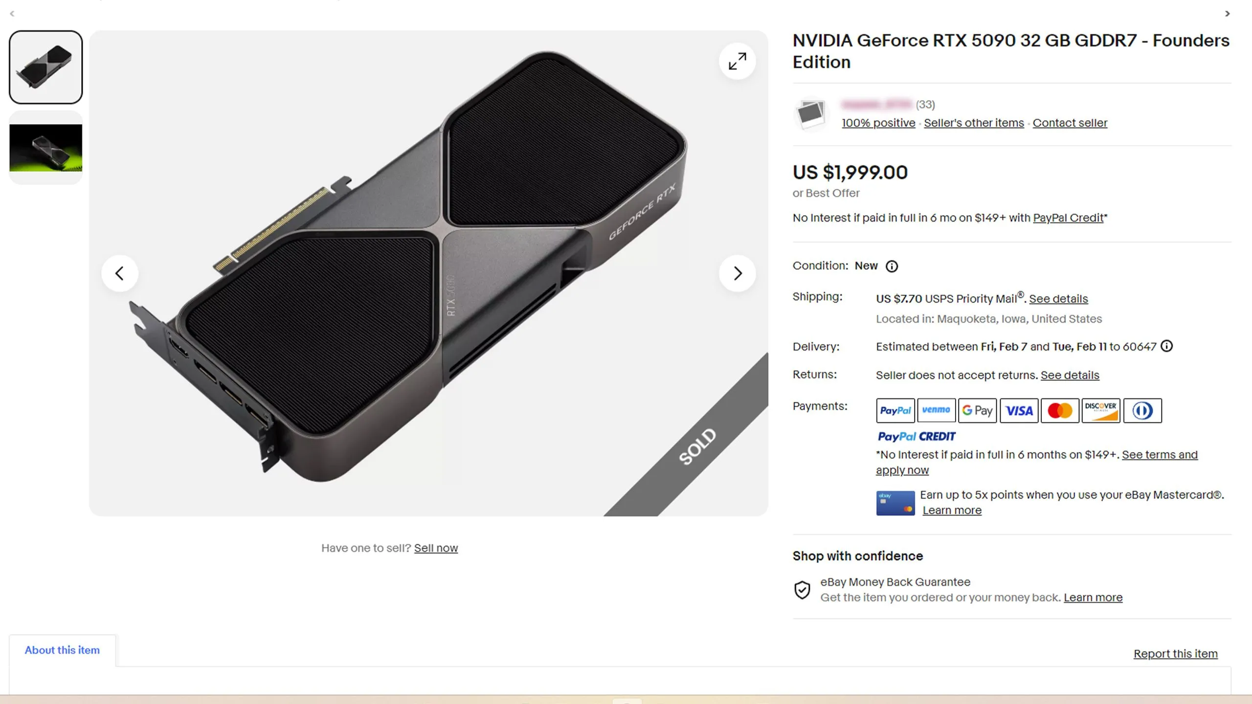 Hình ảnh lừa đảo rao bán card đồ họa Nvidia RTX 5090 trên chợ trực tuyến