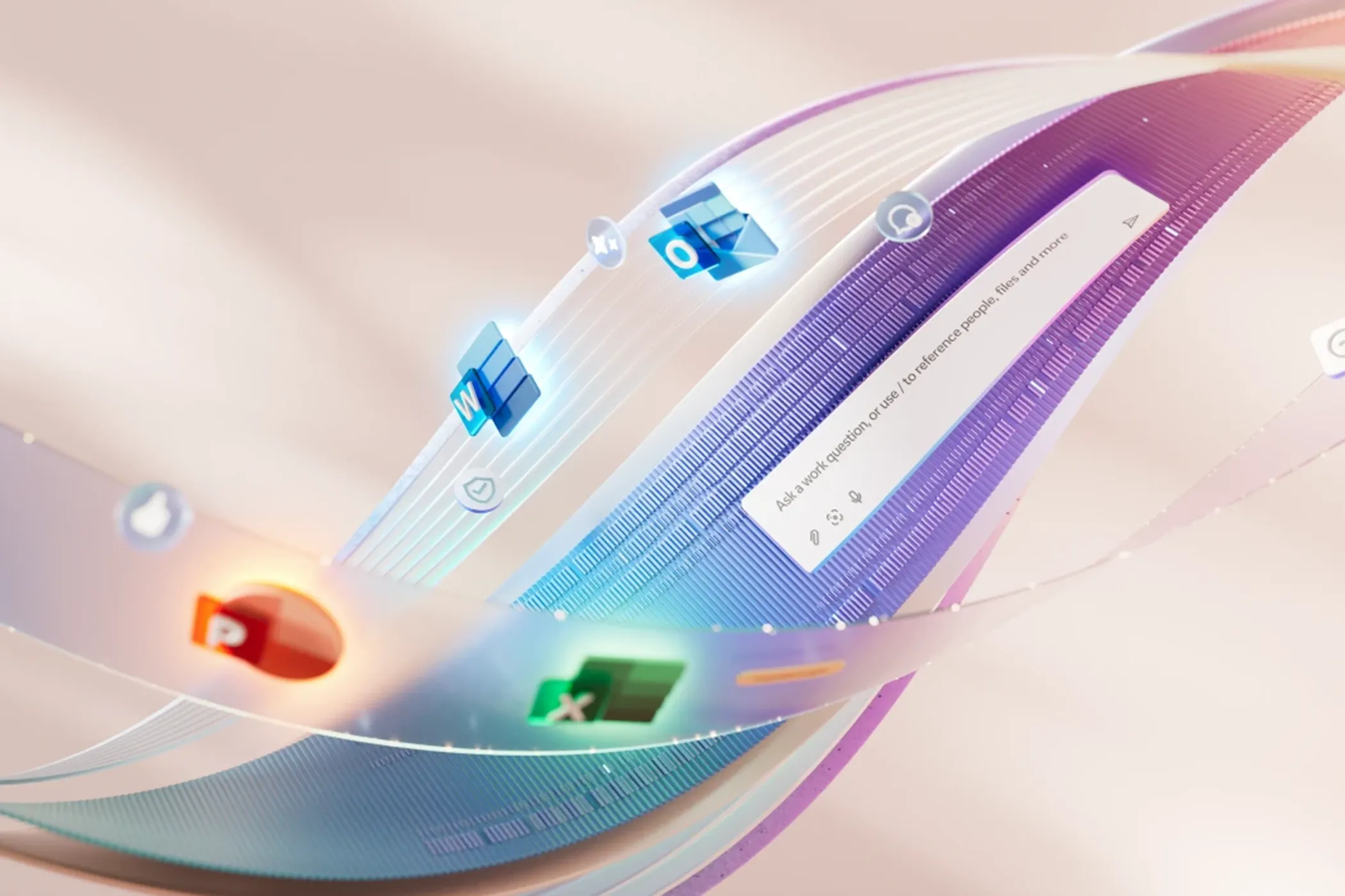 Hình ảnh minh họa các ứng dụng Microsoft 365 và cửa sổ Copilot, biểu thị các tính năng nâng cao không có trong phiên bản Office miễn phí.