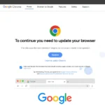 Hình ảnh minh họa giao diện trang web lừa đảo yêu cầu cập nhật Google Chrome giả mạo