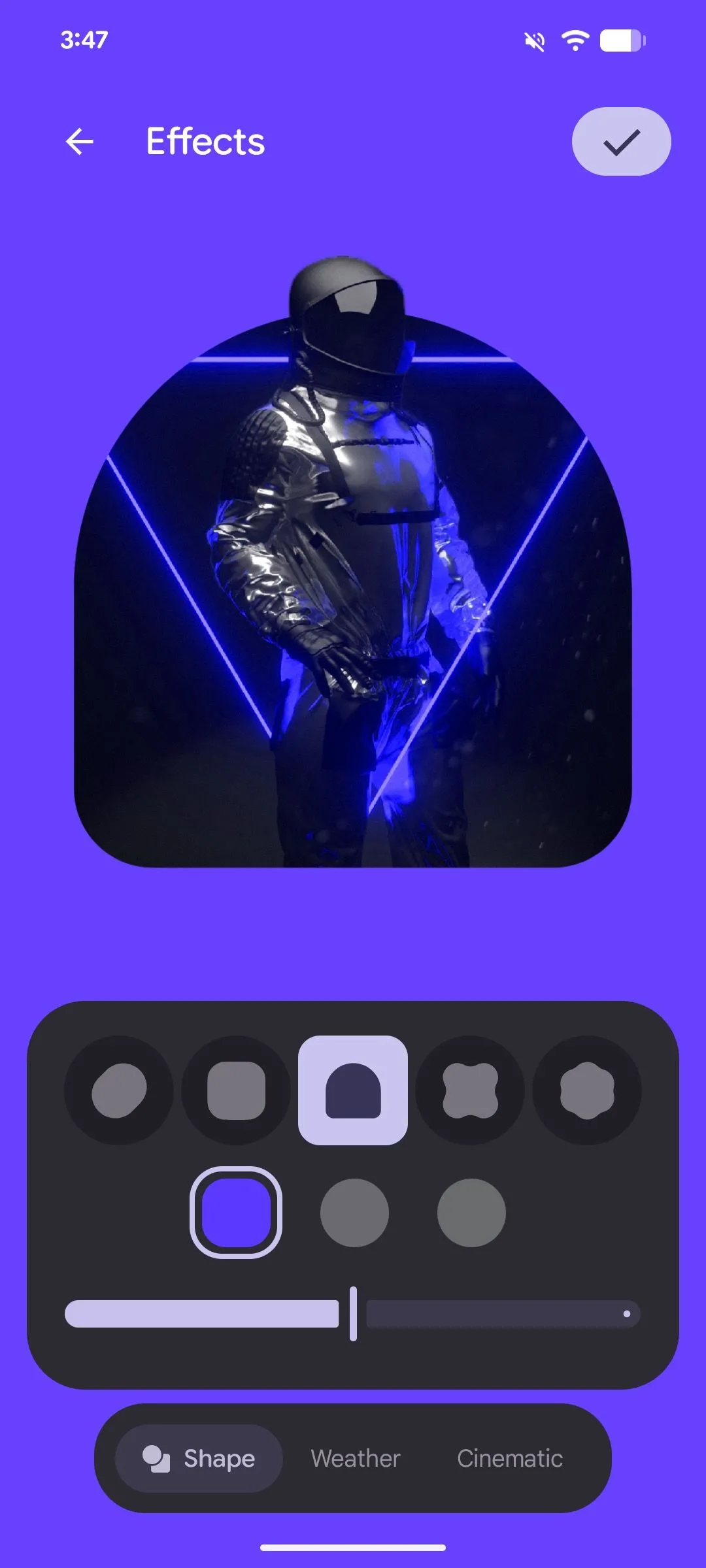 Hình ảnh mô tả hiệu ứng cắt ảnh hình chữ nhật bo tròn (Shape Effect) trên Android 16, làm nổi bật chủ thể.