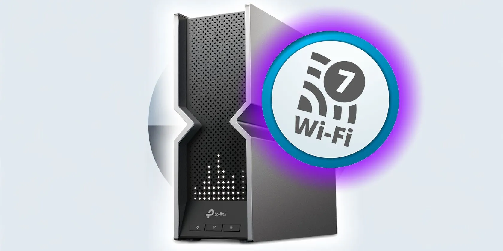 Hình ảnh router TP-Link Archer BE800 hỗ trợ Wi-Fi 7 và logo Wi-Fi 7