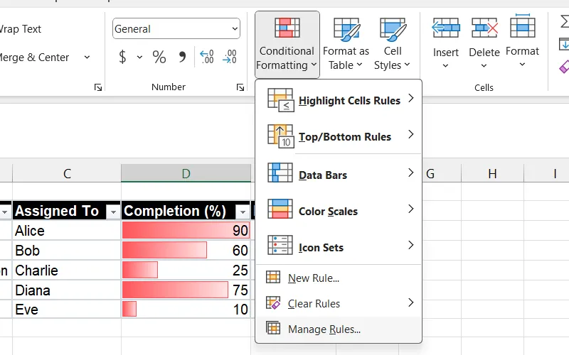 Hộp thoại Quản lý Quy tắc Định dạng có điều kiện trong Excel