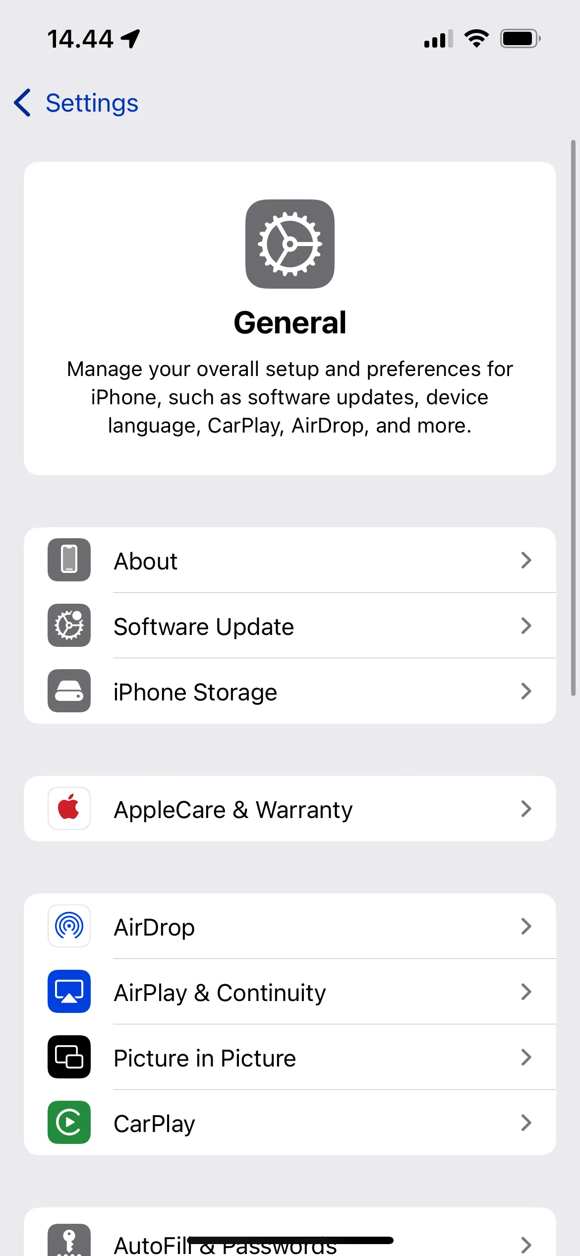Hướng dẫn chọn Cài đặt chung từ ứng dụng Cài đặt trên iOS 18