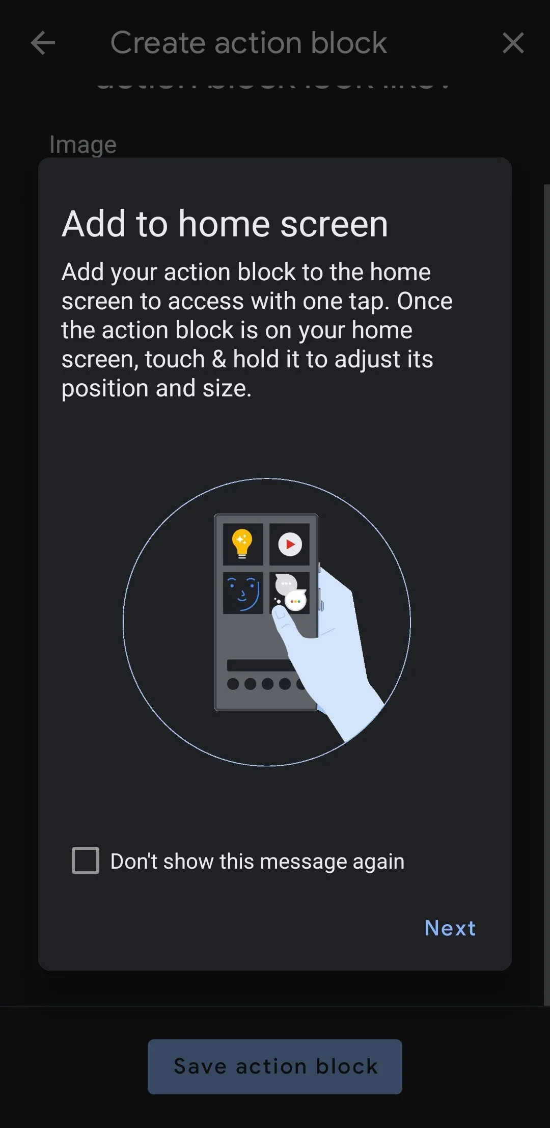 Hướng dẫn thêm phím tắt Action Blocks ra màn hình chính Android