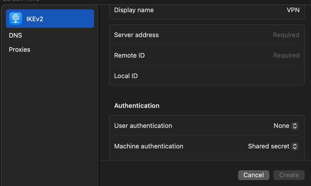 Hướng dẫn thiết lập VPN thủ công trên macOS