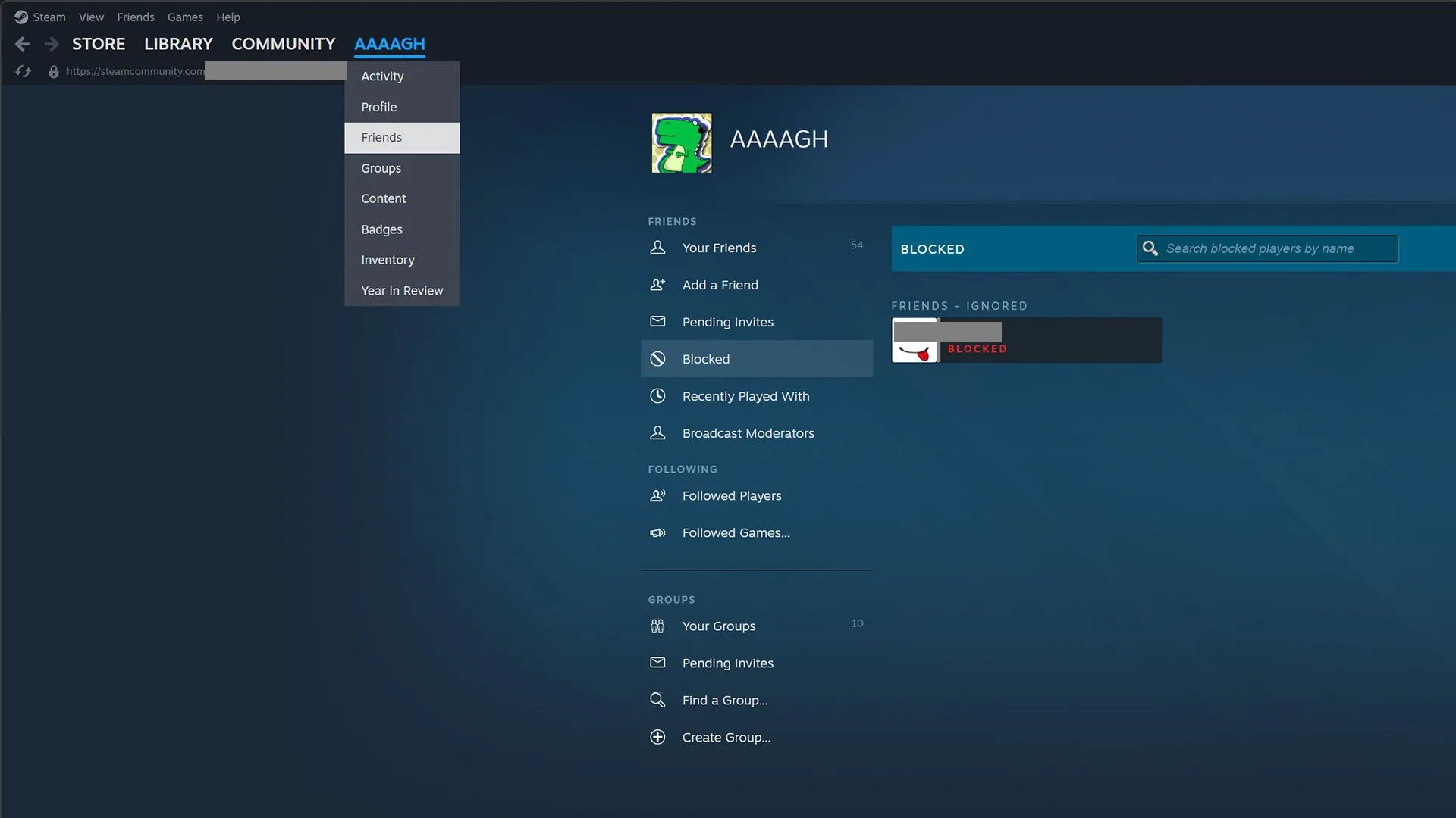 Hướng dẫn tìm và kiểm tra danh sách người dùng bị chặn trên Steam để nhận diện tài khoản bị chiếm đoạt