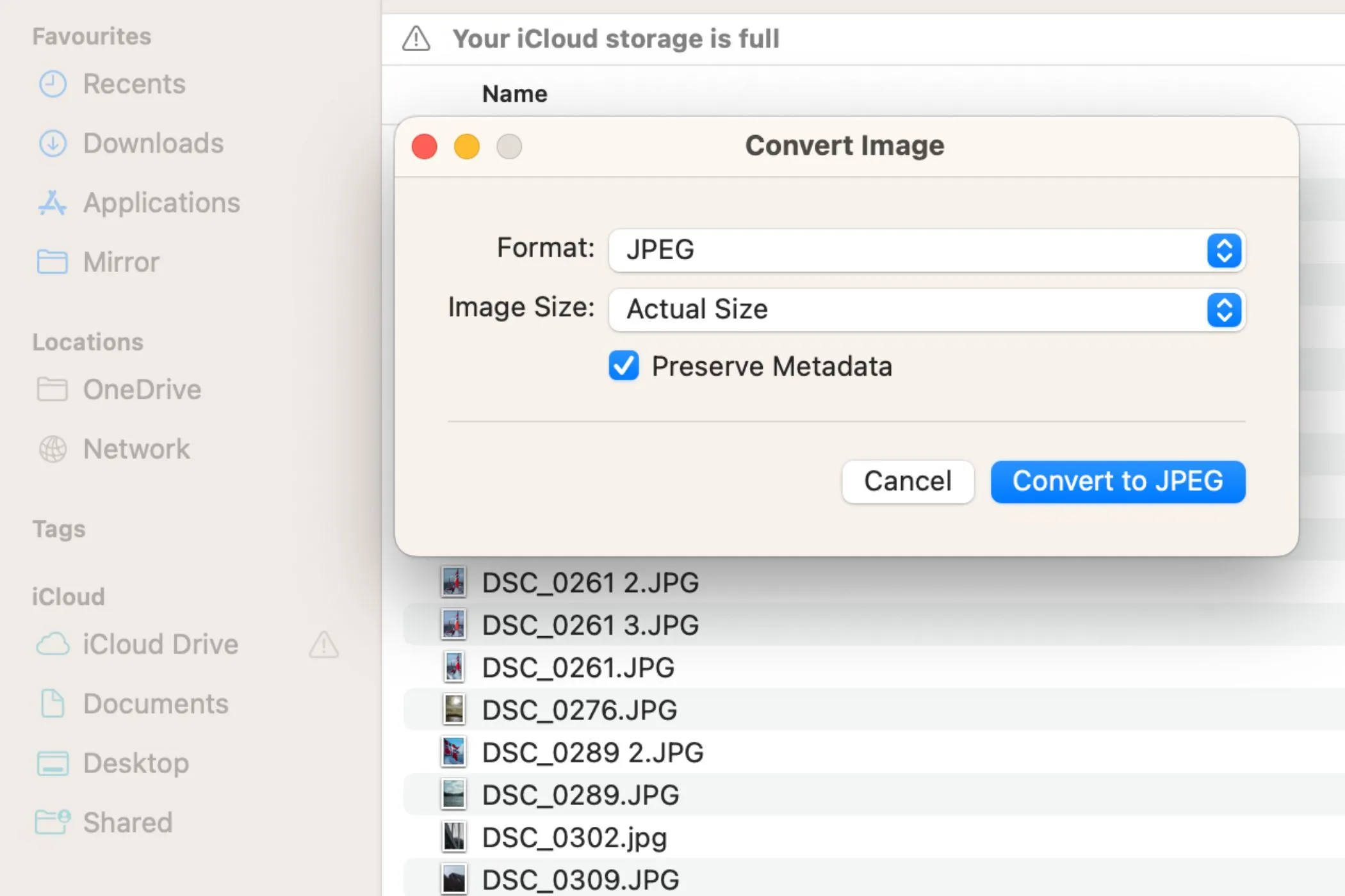 Hướng dẫn xóa metadata ảnh trên MacBook thông qua tính năng Convert Image