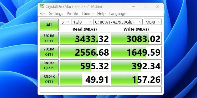 kết quả benchmark ssd với crystaldiskmark