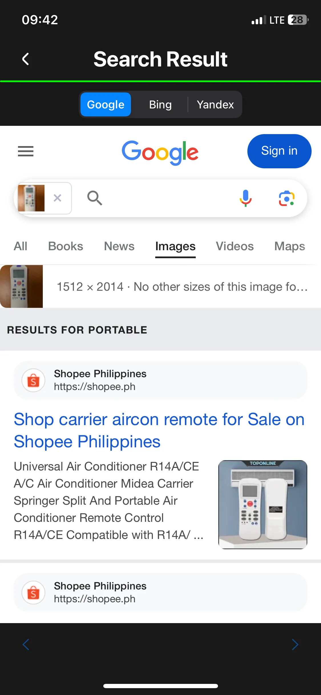Kết quả tìm kiếm hình ảnh ngược của ứng dụng Image Recognition and Searcher