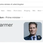 Kết quả tìm kiếm Thủ tướng Anh trên Google hiển thị ngay Keir Starmer.