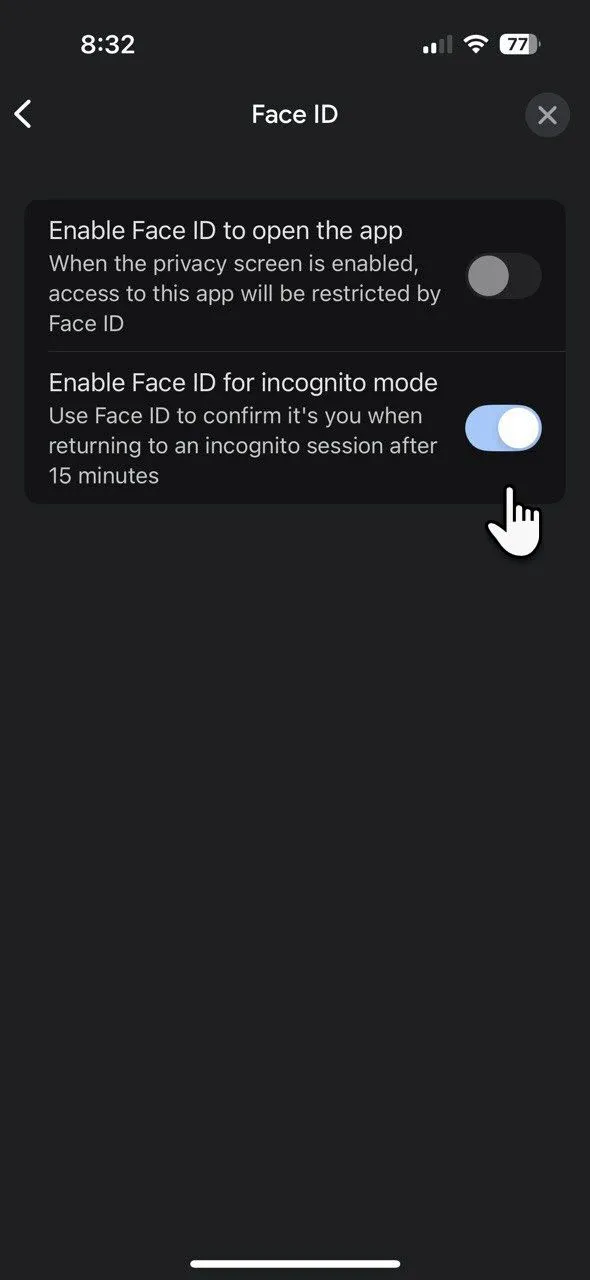 Kích hoạt Face ID để bảo mật ứng dụng Google và chế độ ẩn danh trên iPhone, tăng cường quyền riêng tư