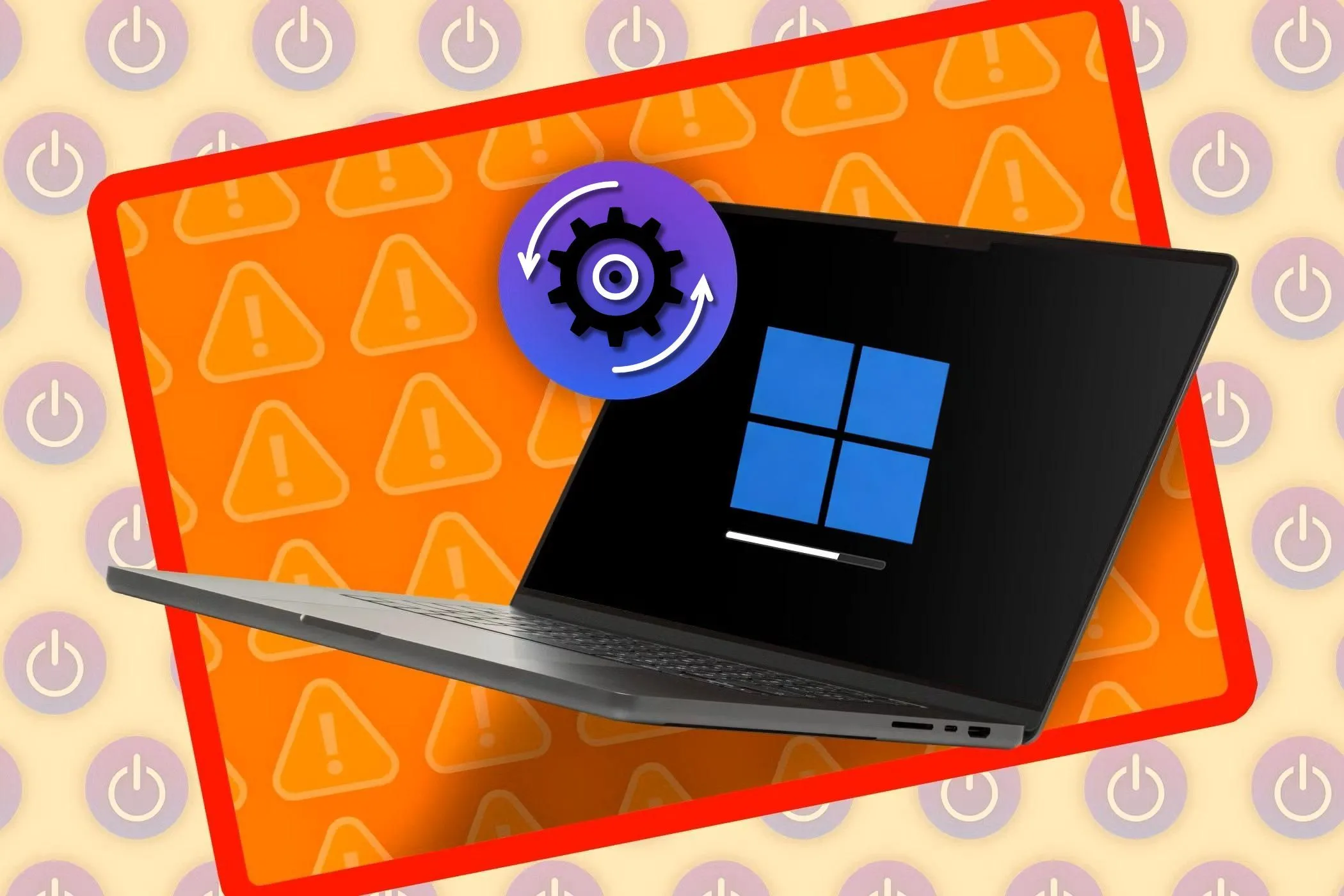 Laptop hiển thị màn hình tải với logo Windows và cập nhật