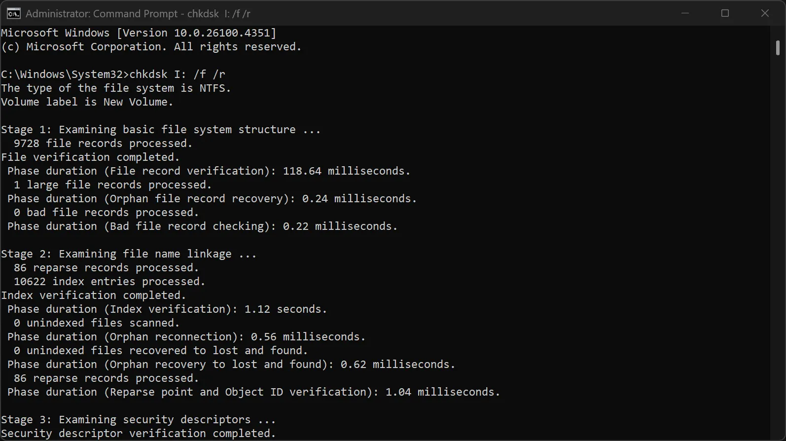 Lệnh CHKDSK trong Command Prompt kiểm tra ổ đĩa trên Windows
