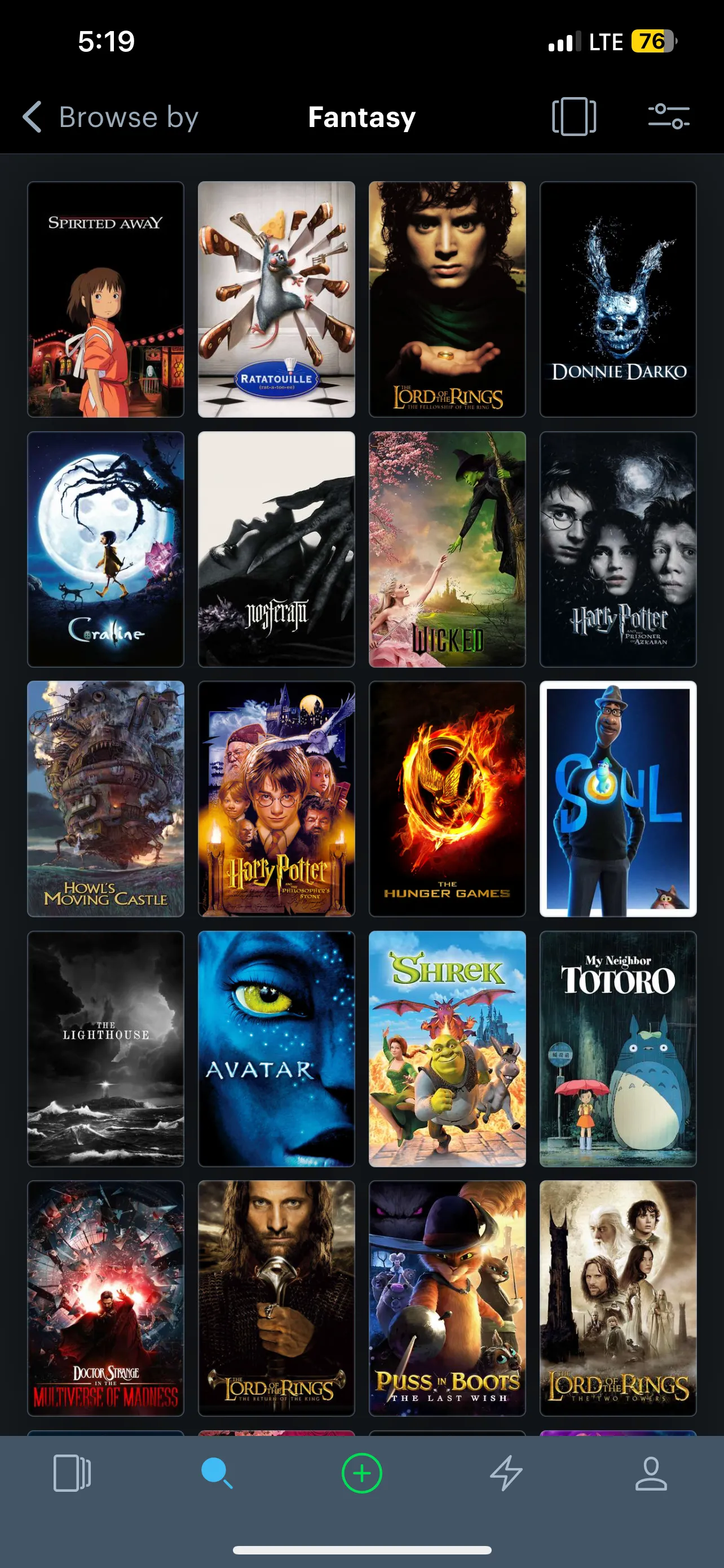 Letterboxd với các bộ phim giả tưởng nổi bật như Avatar và Spirited Away
