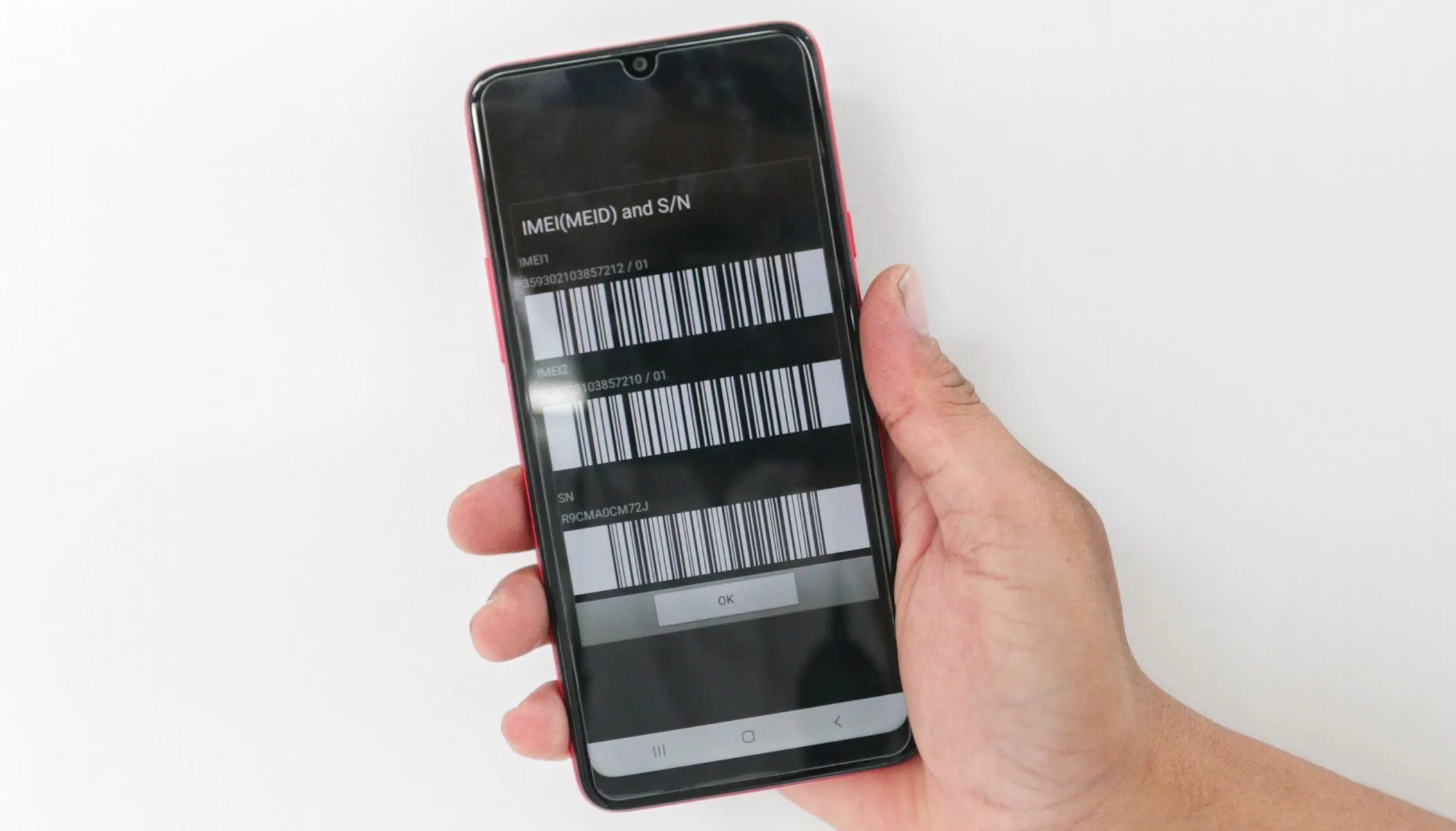 Mã số IMEI 15 chữ số hiển thị trên điện thoại Android, định danh duy nhất của thiết bị.