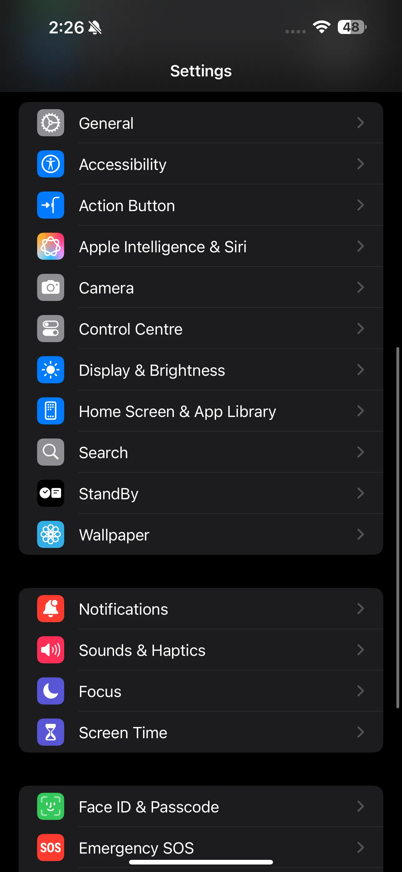 Màn hình cài đặt Screen Time trên iPhone với tùy chọn Downtime được đánh dấu