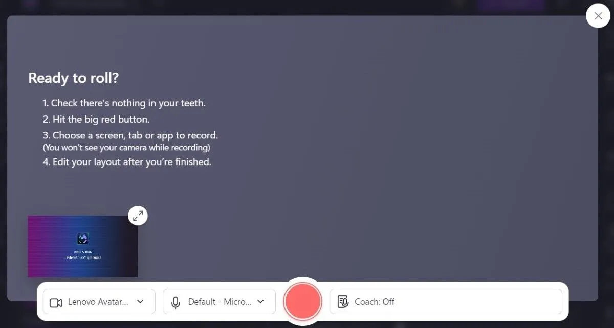 Màn hình ghi đồng thời màn hình và webcam trong Clipchamp