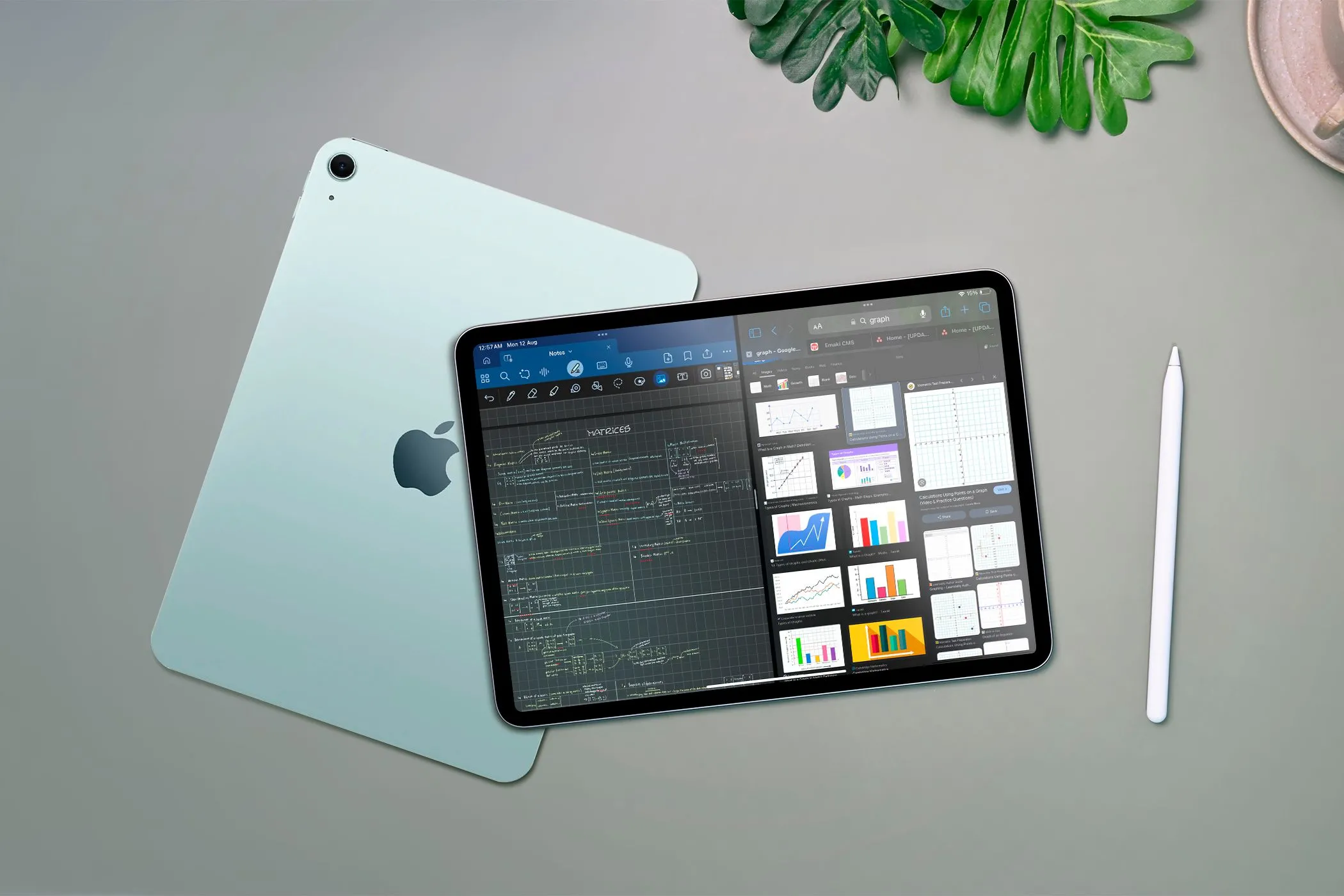 Màn hình iPad hiển thị hai ứng dụng ở chế độ đa nhiệm, minh họa khả năng Split View