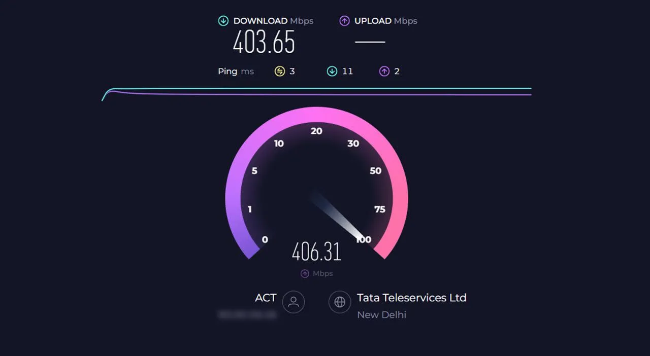 Màn hình kiểm tra tốc độ internet bằng Ookla Speedtest hiển thị tốc độ download và upload cùng ping
