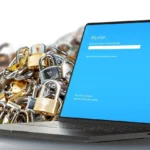 Màn hình laptop hiển thị ô nhập mật khẩu BitLocker, tượng trưng cho bảo mật dữ liệu và mã hóa ổ cứng trên Windows.