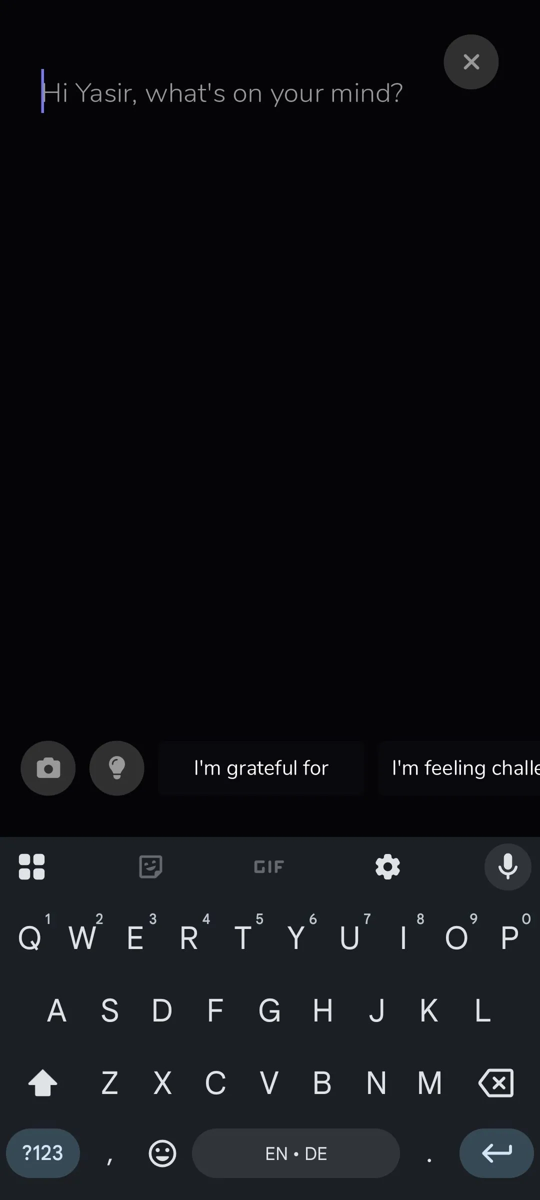 Màn hình tạo nhật ký mới trong Reflection.app, minh họa sự đơn giản và trực quan của ứng dụng