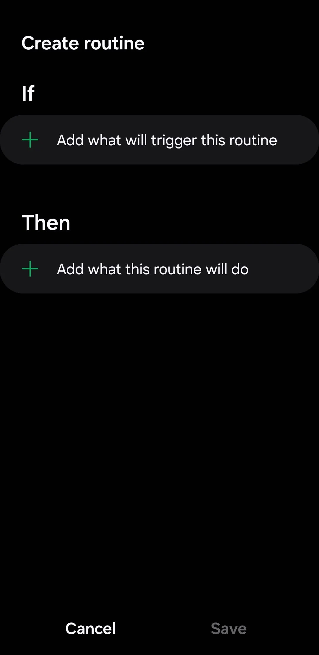 Màn hình tạo quy trình mới trong Chế độ và Quy trình (Modes and Routines) của Samsung
