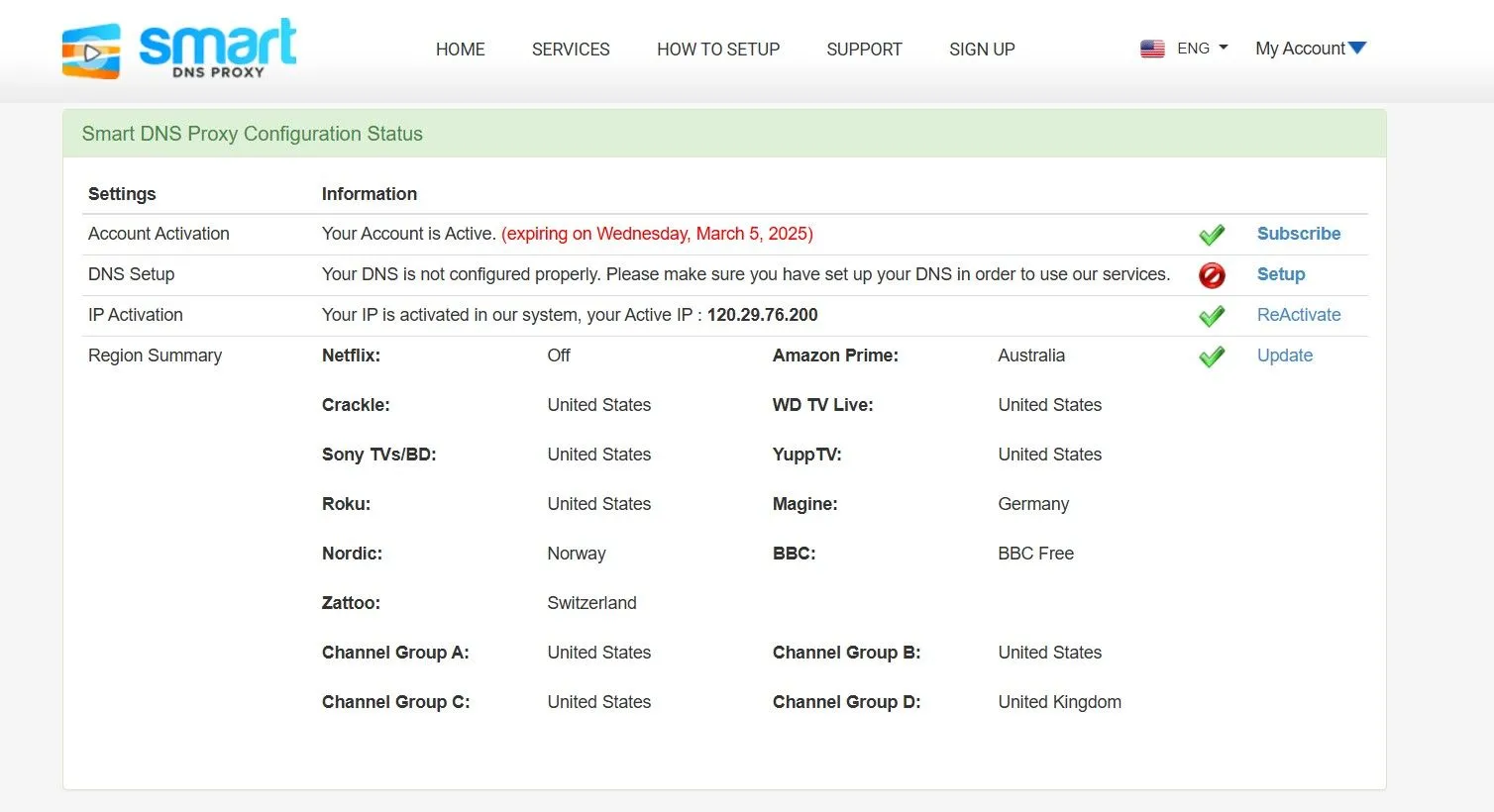 Màn hình tạo tài khoản Smart DNS Proxy với các thông tin đăng ký cơ bản.