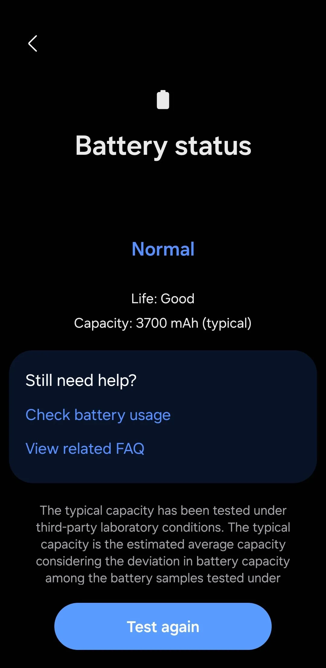 Màn hình ứng dụng Samsung Members hiển thị tình trạng pin điện thoại Galaxy