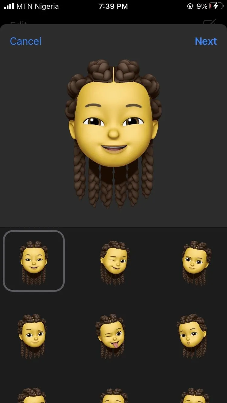 Memoji trên iPhone không có Face ID, cho thấy sự hạn chế về khả năng theo dõi biểu cảm khuôn mặt