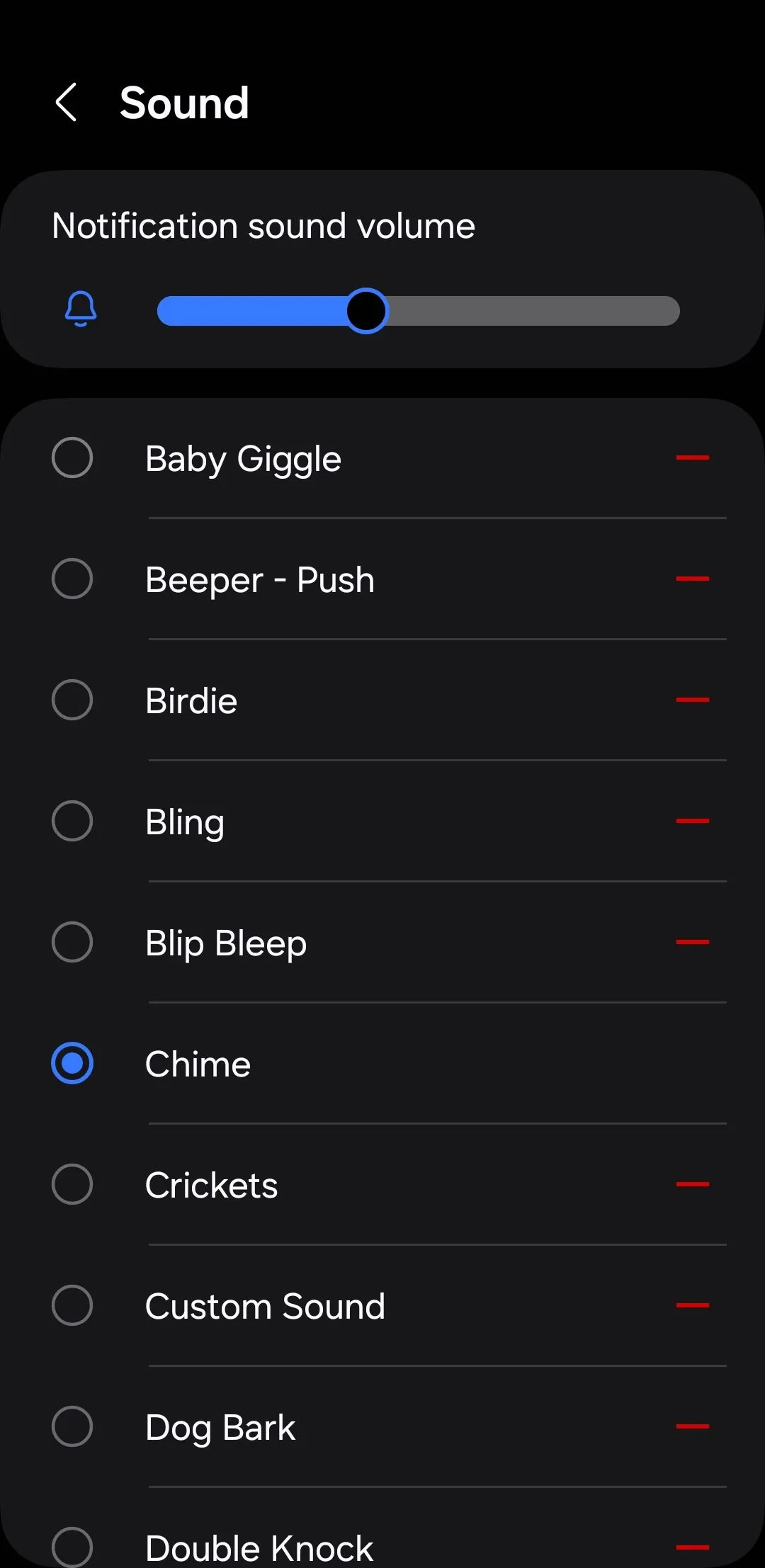 Menu âm thanh thông báo trên Android