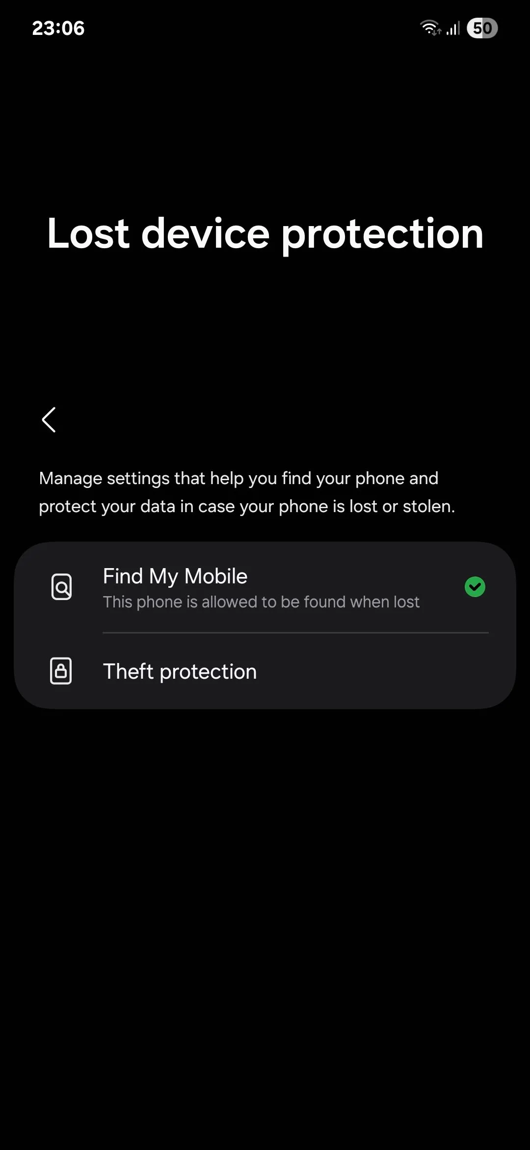 Menu bảo vệ thiết bị bị mất trên Samsung