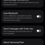 Menu cài đặt ứng dụng Samsung Flow trên điện thoại Galaxy