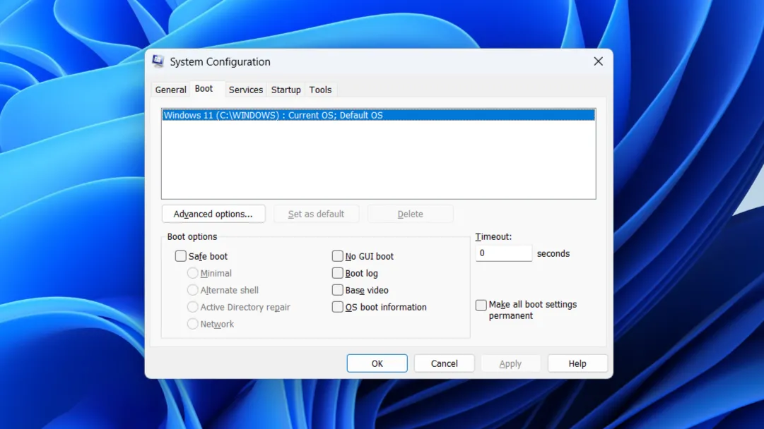 Menu Cấu hình Hệ thống (System Configuration) trong Windows